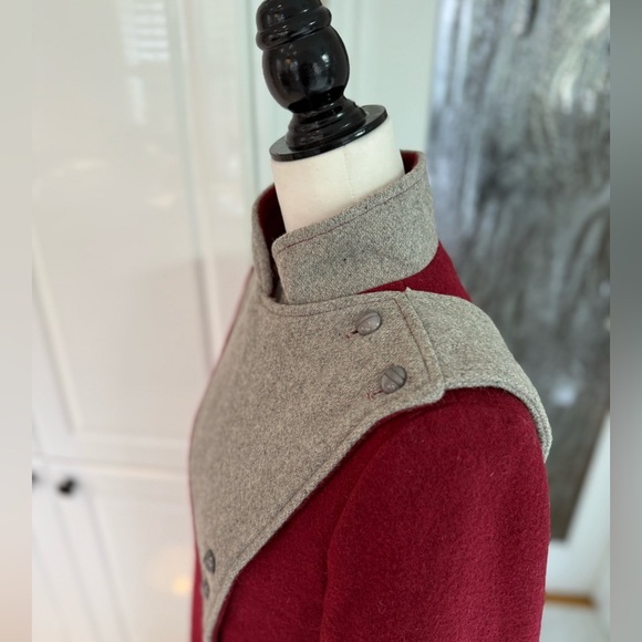 VTG 🇨🇦 Made in Canada 70s Mod Wool Coat Colour Block Contrast Scarf - S - Picture 4 of 15